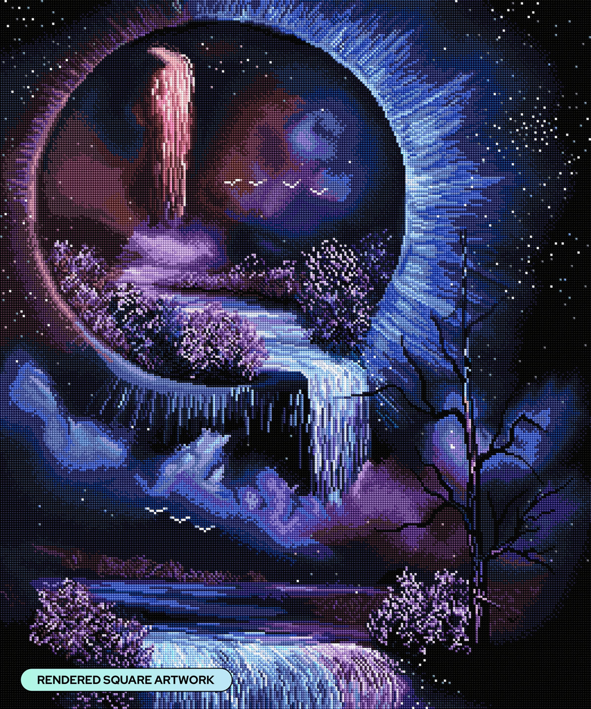 Diamond Painting Interdimensional Waterfall 25.6" x 30.7" (65cm x 77.9cm) / Square with 52 Colors including 3 ABs and 1 Fairy Dust Diamond / 81,693