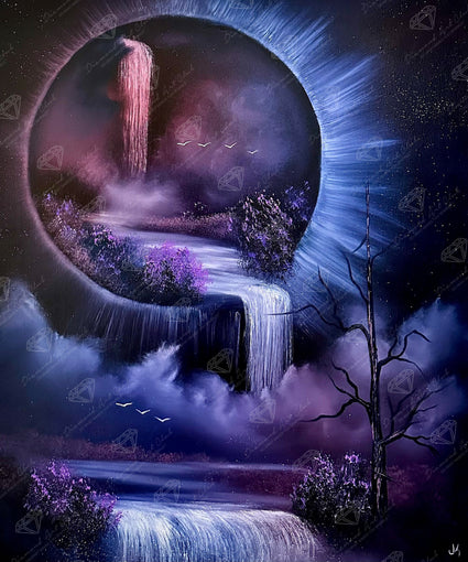 Diamond Painting Interdimensional Waterfall 25.6" x 30.7" (65cm x 77.9cm) / Square with 52 Colors including 3 ABs and 1 Fairy Dust Diamond / 81,693