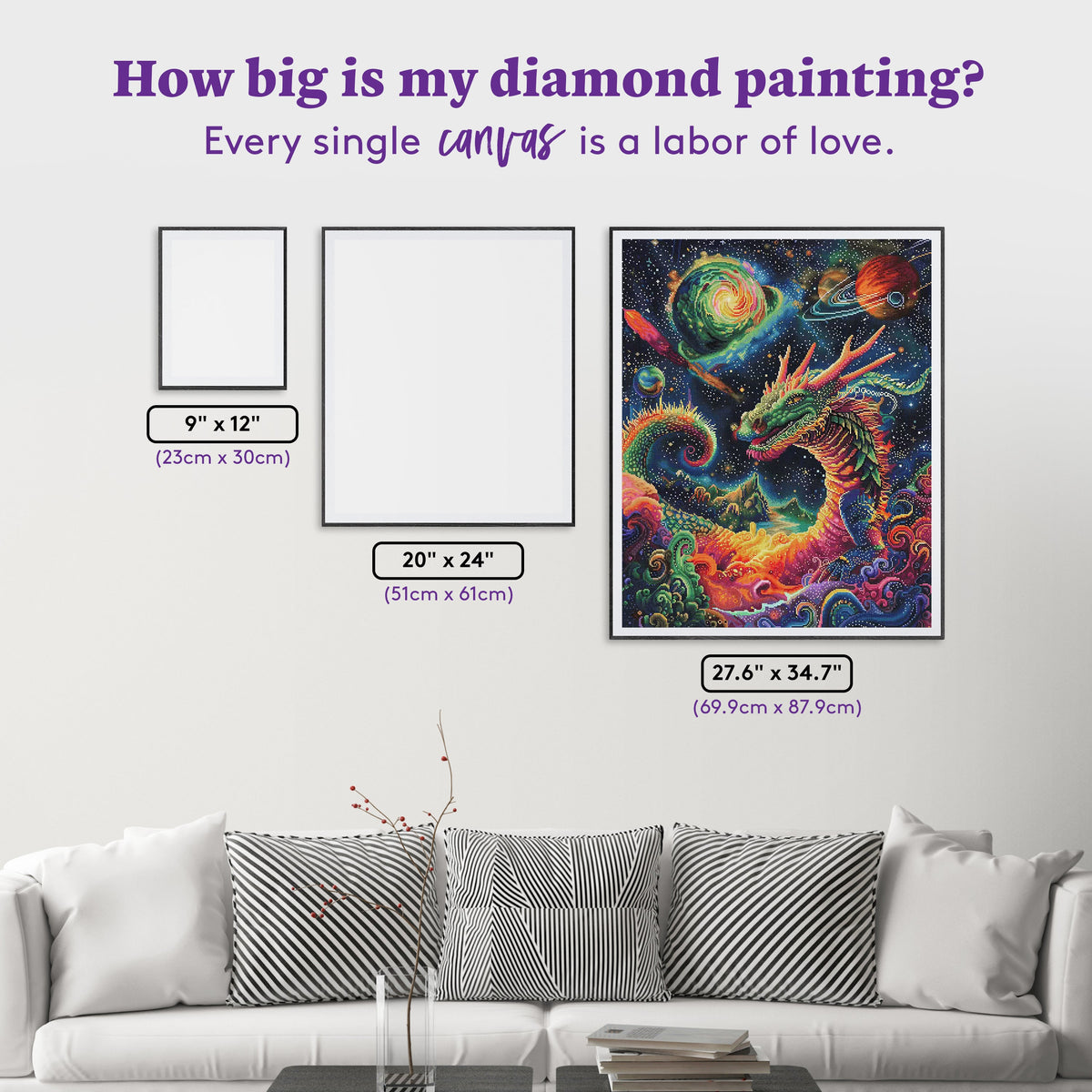 Diamond Painting Interstellar Dragon 27.6" x 34.7" (69.9cm x 87.9cm) / Square with 102 Colors including 3 ABs and 4 Fairy Dust Diamonds / 99,193