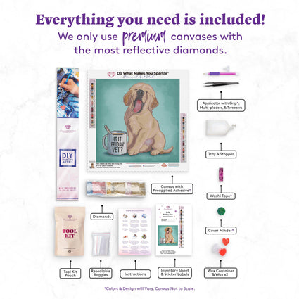 Diamond Painting Is It Friday Yet? (AMZ) 13" x 13" (33cm x 33cm) / Square with 28 Colors including 2 ABs / 6,964