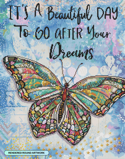 Diamond Painting It's a Beautiful Day 22" x 28" (55.6cm x 70.7cm) / Round with 73 colors including 2 ABs and 1 Electro Diamond and 1 Iridescent Diamond and 1 Special Diamond and 4 Fairy Dust Diamonds / 51,914