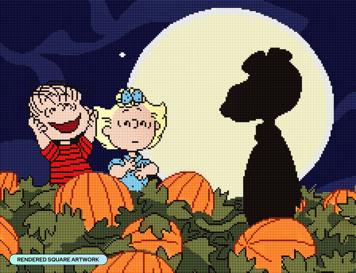 Diamond Painting It's the Great Pumpkin! 22" x 17" (55.8cm x 42.8cm) / Square With 14 Colors including 2 ABs and 2 Fairy Dust Diamonds / 38,528