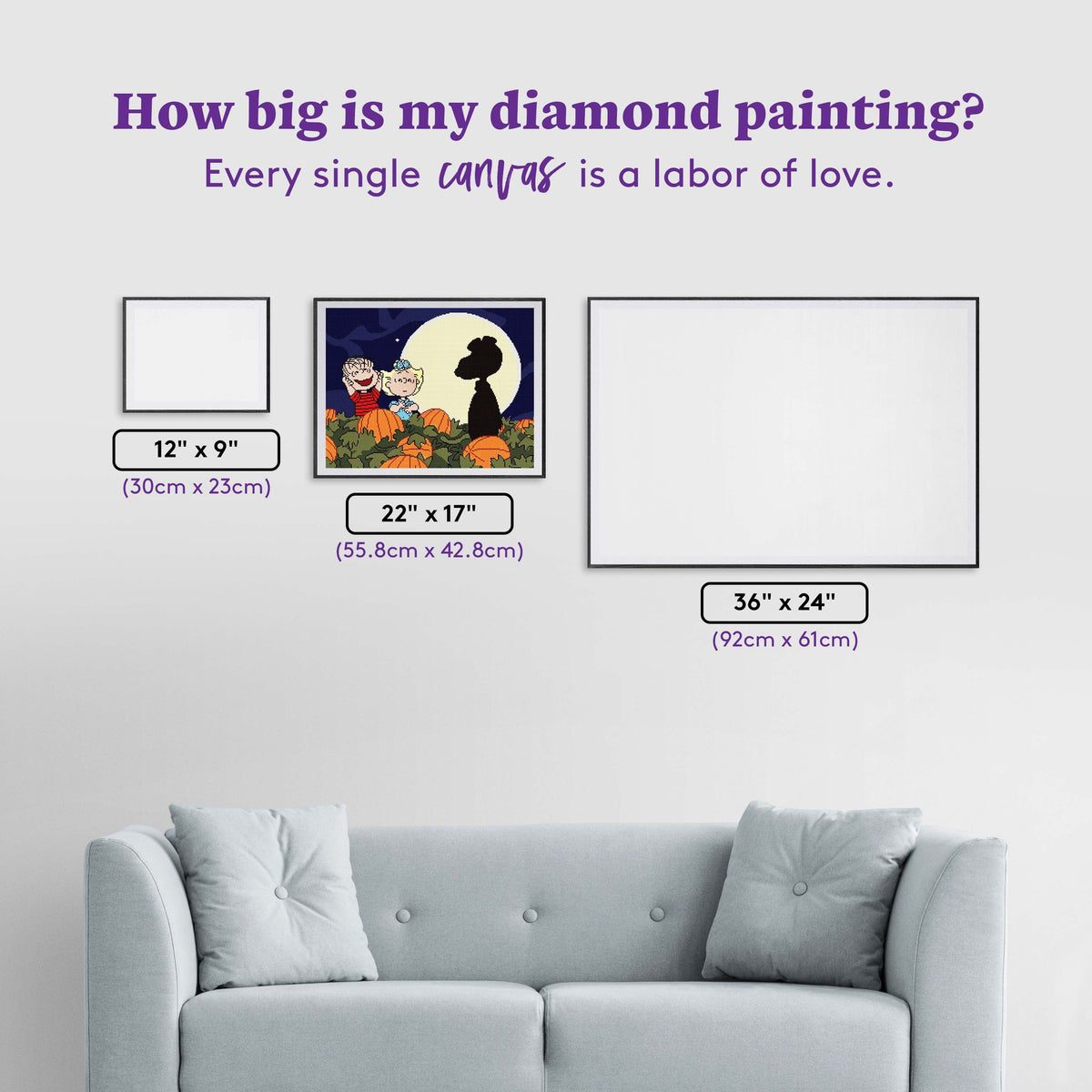 Diamond Painting It's the Great Pumpkin! 22" x 17" (55.8cm x 42.8cm) / Square With 14 Colors including 2 ABs and 2 Fairy Dust Diamonds / 38,528