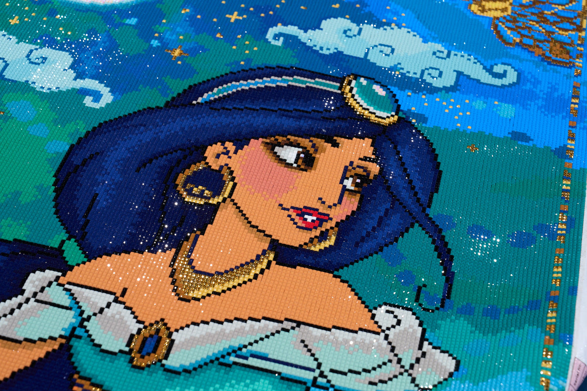 Diamond Painting Jasmine 27.6" x 33.1" (69.9cm x 83.9cm) / Square with 62 Colors including 1 AB and 1 Electro Diamond and 3 Fairy Dust Diamonds / 94,697