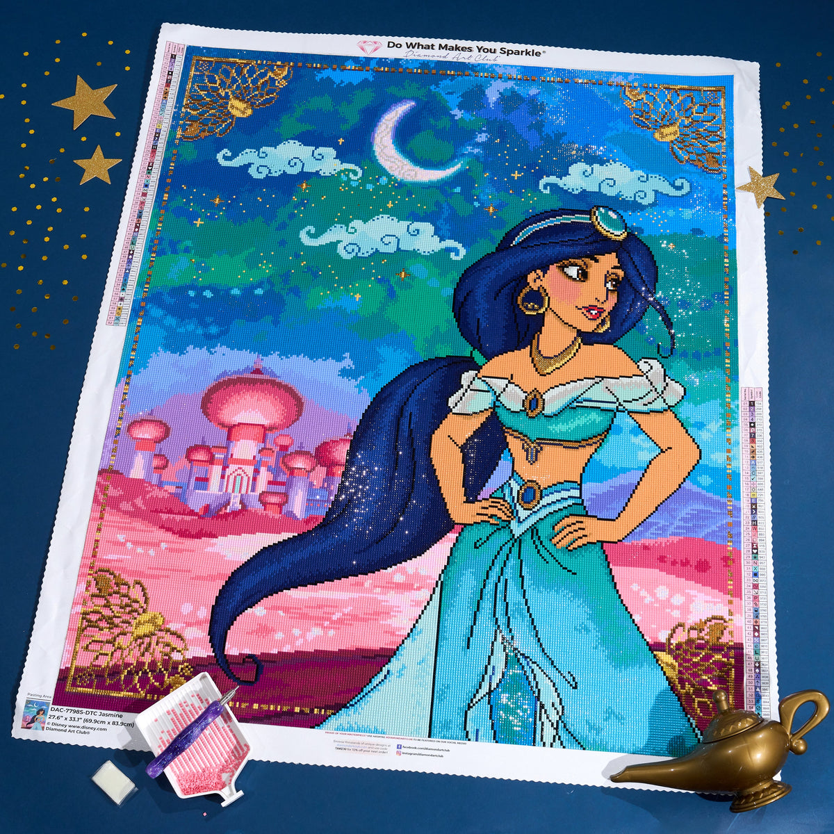 Diamond Painting Jasmine 27.6" x 33.1" (69.9cm x 83.9cm) / Square with 62 Colors including 1 AB and 1 Electro Diamond and 3 Fairy Dust Diamonds / 94,697