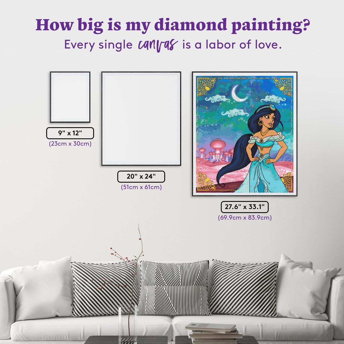 Diamond Painting Jasmine 27.6" x 33.1" (69.9cm x 83.9cm) / Square with 62 Colors including 1 AB and 1 Electro Diamond and 3 Fairy Dust Diamonds / 94,697