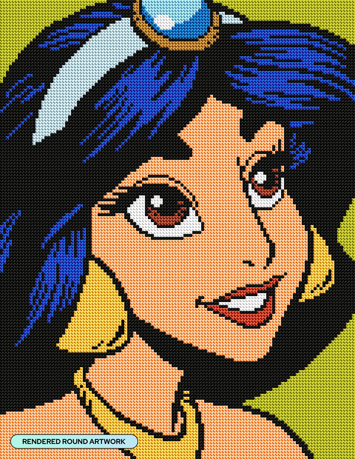Diamond Painting Jasmine 13" x 17" (33cm x 42.7cm) / Round with 12 Colors including 1 AB and 1 Electro Diamond and 2 Fairy Dust Diamonds / 18,600