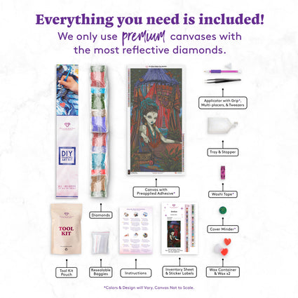 Diamond Painting Jeniya 22" x 44" (55.8cm x 111.6cm) / Square with 63 Colors including 2 ABs, 1 Electro Diamonds, and 2 Fairy Dust Diamonds / 100,352