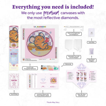 Diamond Painting Jerry 13" x 13" (33cm x 33cm) / Round With 17 Colors Including 1 AB and 3 Fairy Dust Diamonds / 9,079