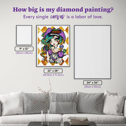 Diamond Painting Jester Girl 22" x 28" (55.8cm x 71.2cm) / Square with 49 Colors including 2 ABs and 4 Fairy Dust Diamonds / 64,064