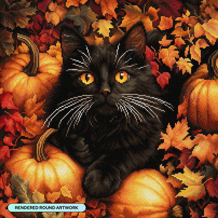 Diamond Painting Jet in the Pumpkin Patch 22" x 22" (55.6cm x 55.6cm) / Round with 40 Colors including 3 ABs and 3 Fairy Dust Diamonds / 40,804