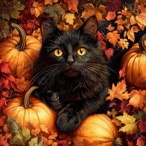 Diamond Painting Jet in the Pumpkin Patch 22" x 22" (55.6cm x 55.6cm) / Round with 40 Colors including 3 ABs and 3 Fairy Dust Diamonds / 40,804