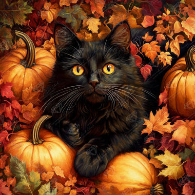 Diamond Painting Jet in the Pumpkin Patch 22" x 22" (55.6cm x 55.6cm) / Round with 40 Colors including 3 ABs and 3 Fairy Dust Diamonds / 40,804