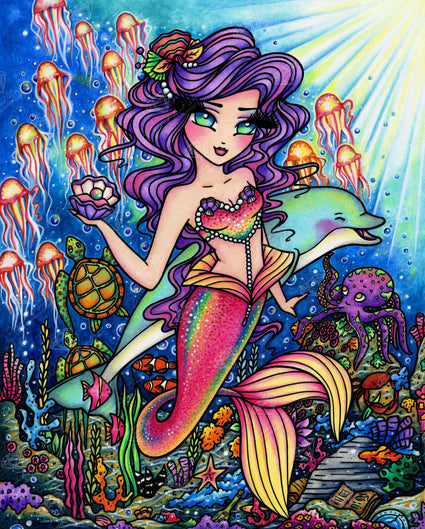 ACSAUMMY 5D Diamond Painting Kits for Kids with Wooden Frame Mermaid  Diamond Art and Crafts for
