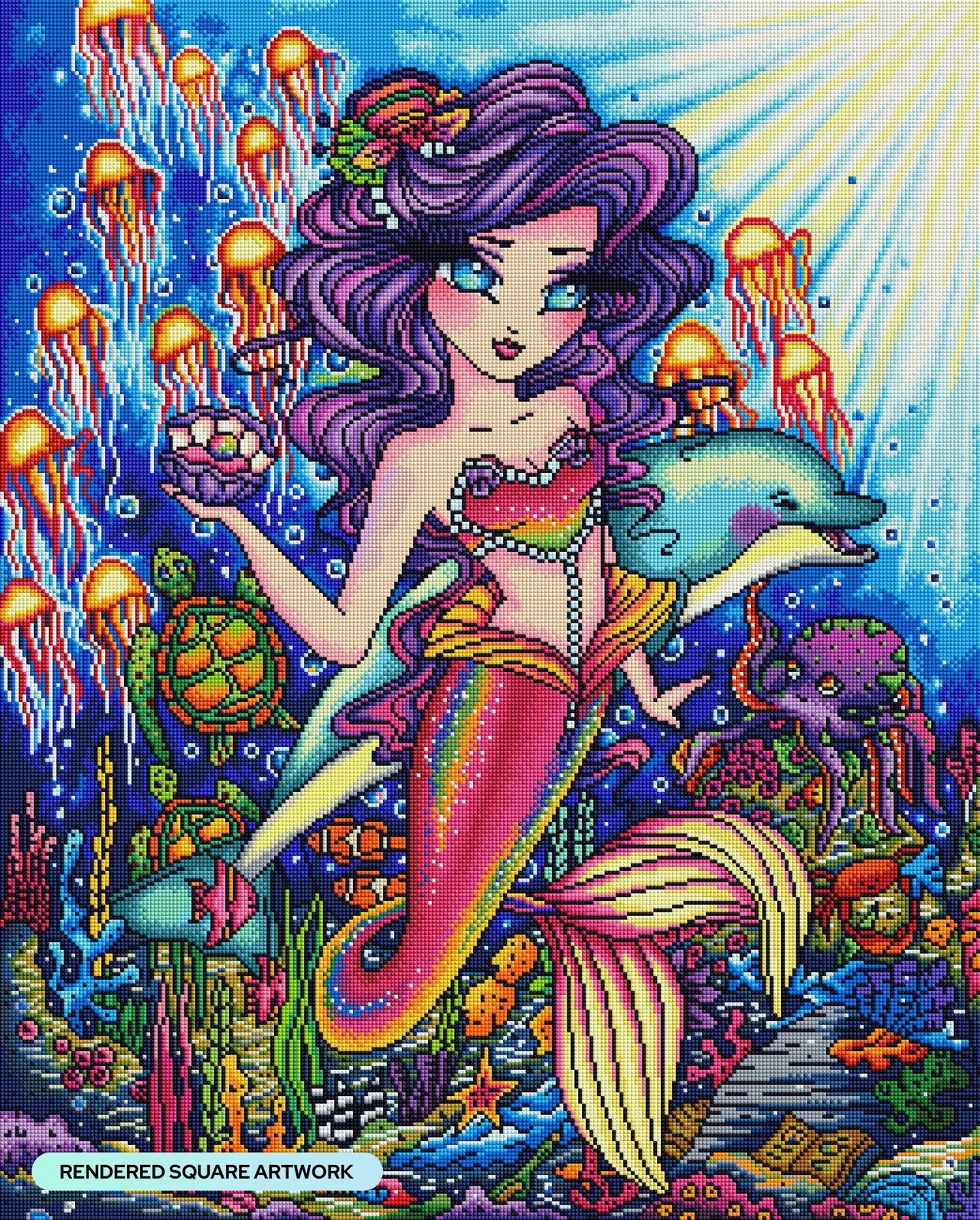 Diamond Painting Jewel of the Sea 23.6" x 31.9" (65cm x 81cm) / Square with 59 Colors including 4 ABs and 1 Fairy Dust Diamonds / 84,825