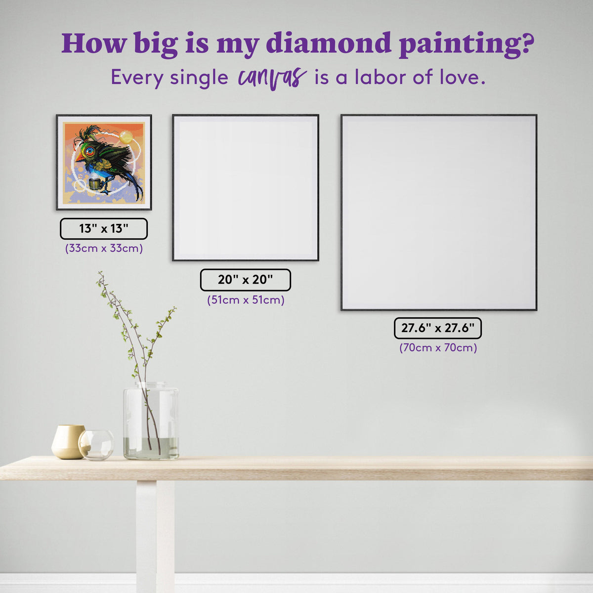Diamond Painting Jojo 13" x 13" (33cm x 33cm) / Round with 50 Colors including 2 ABs and 3 Fairy Dust Diamonds / 14,400