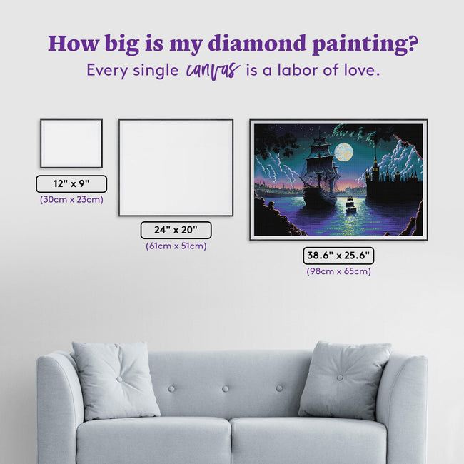Diamond Painting Journey in the Dark 38.6" x 25.6" (98cm x 65cm) / Square with 53 Colors including 4 ABs and 1 Glow in the Dark Diamonds / 102,573