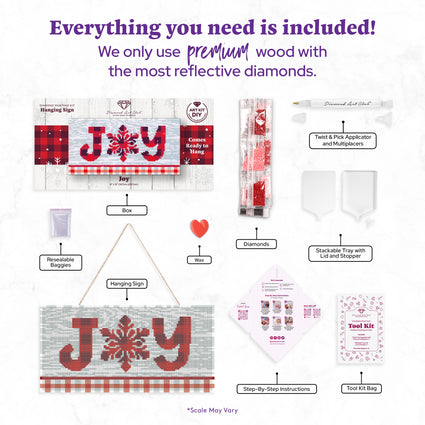Diamond Painting Joy - Hanging Sign 6" x 12" (14.7cm x 29.7cm) / Square with 8 Colors including 1 AB and 1 Fairy Dust Diamonds / 7,021
