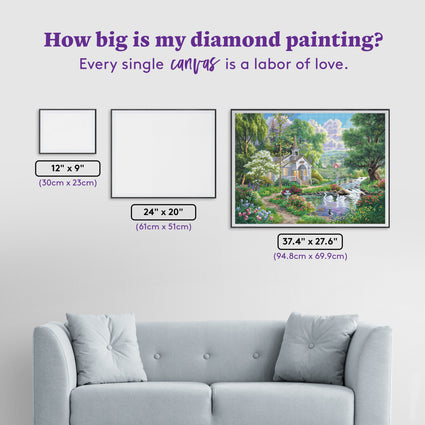 Diamond Painting Joyful Chapel 37.4" x 27.6" (94.8cm x 69.9cm) / Square with 73 Colors including 2 ABs and 1 Iridescent Diamond and 3 Fairy Dust Diamonds / 107,061