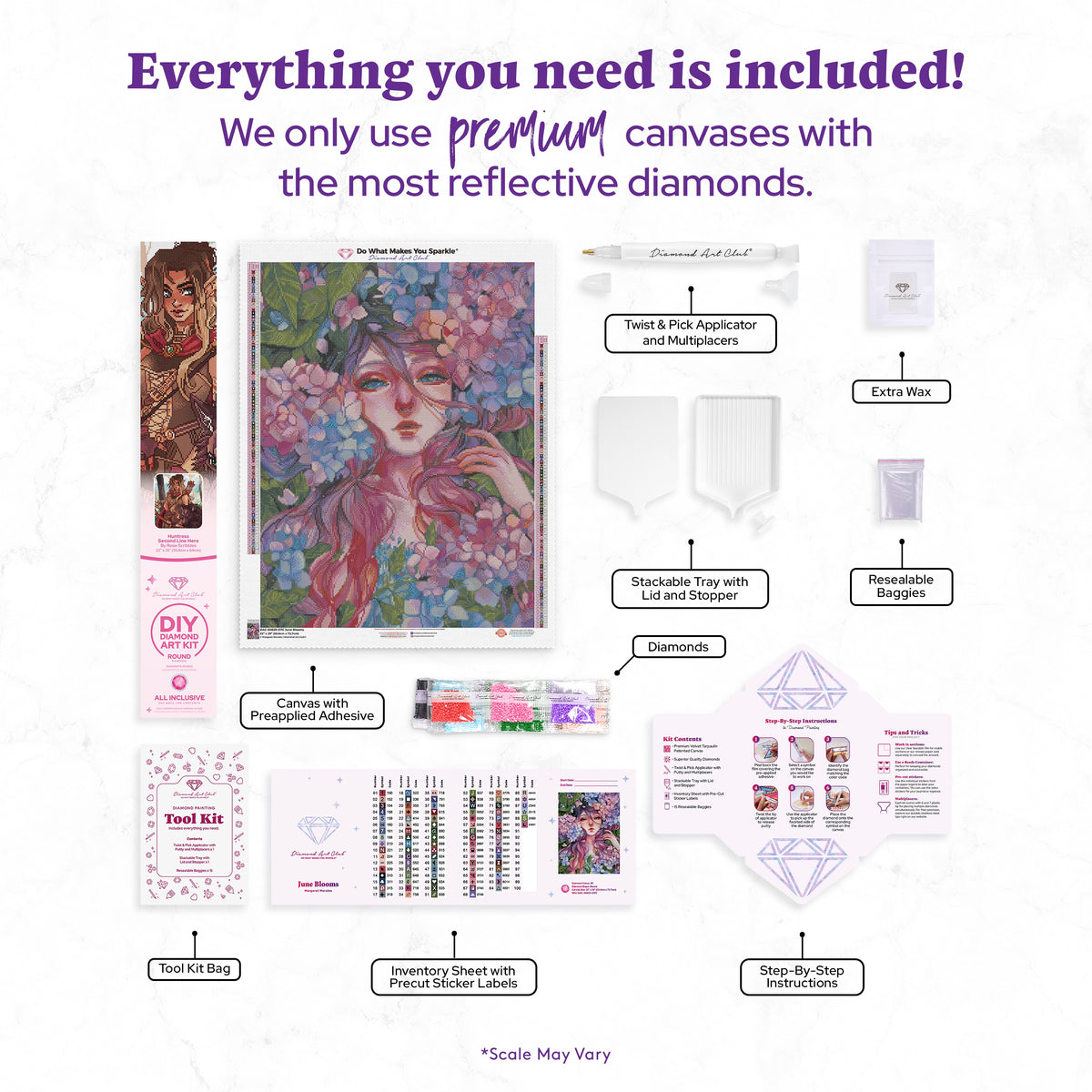 Diamond Painting June Blooms 22" x 29" (55.6cm x 73.7cm) / Round with 90 Colors including 2 ABs and 4 Fairy Dust Diamonds / 54,136