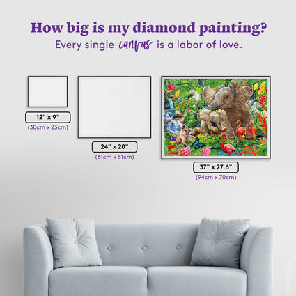 Diamond Painting Jungle Harmony 37" x 27.6" (94cm x 70cm) / Square with 74 Colors including 4 ABs and 2 Fairy Dust Diamonds / 105,937