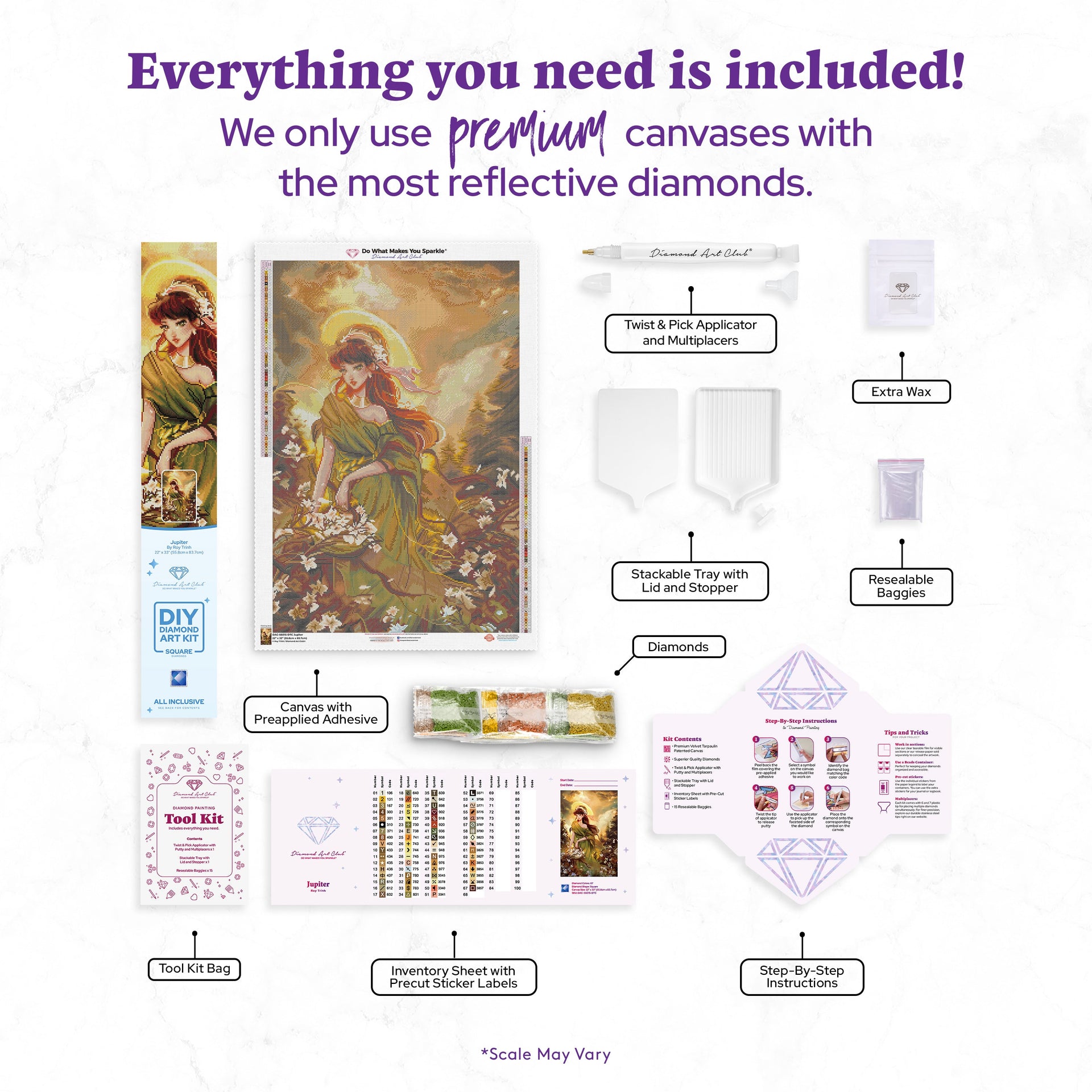 Diamond Painting Jupiter 22" x 33" (55.8cm x 83.7cm) / Square with 67 Colors including 2 ABs / 75,264