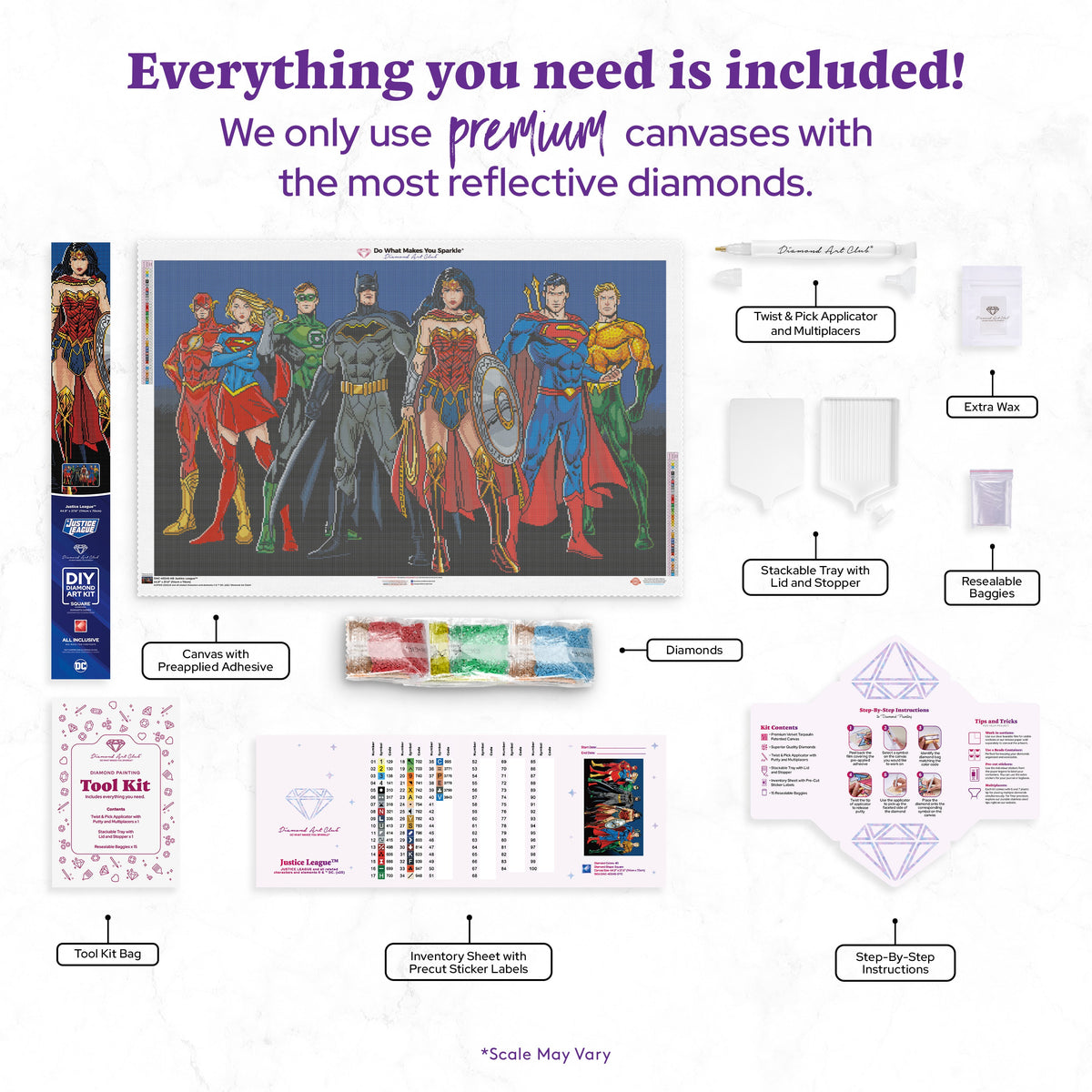 Diamond Painting Justice League™ 44.9" x 27.6" (114cm x 70cm) / Square With 40 Colors Including 4 ABs / 125,204