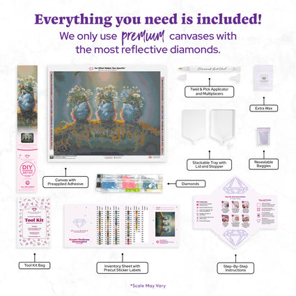 Diamond Painting Kewpies Floriferous Hummingbird 28" x 22" (70.7cm x 55.6cm) / Round with 79 Colors including 2 ABs and 2 Fairy Dust Diamonds / 51,914