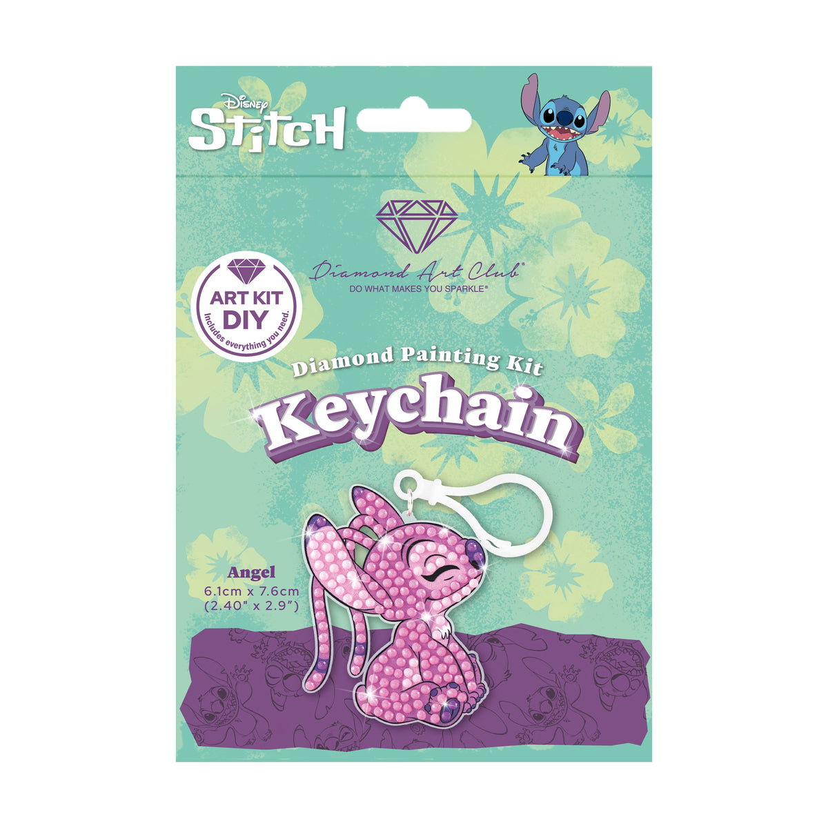 Diamond Painting Keychain - Angel 2.4" x 2.9" (6.1cm x 7.4cm) / Round With 3 Colors / 346