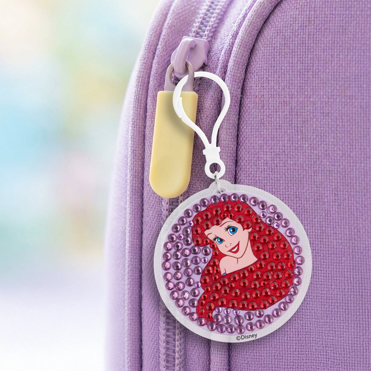 Diamond Painting Keychain - Ariel’s Seaside Sparkle 2.6" x 2.5" (6.8cm x 6.5cm) / Round With 4 Colors including 4 Iridescent Diamonds / 294