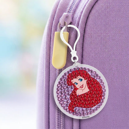 Diamond Painting Keychain - Ariel’s Seaside Sparkle 2.6" x 2.5" (6.8cm x 6.5cm) / Round With 4 Colors including 4 Iridescent Diamonds / 294