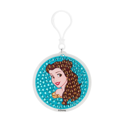 Diamond Painting Keychain - Belle’s Enchanted Charm 2.6" x 2.5" (6.8cm x 6.5cm) / Round With 4 Colors including 4 Iridescent Diamonds / 260