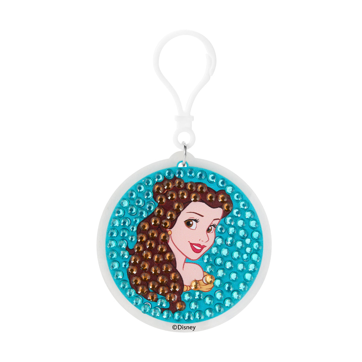 Diamond Painting Keychain - Belle’s Enchanted Charm 2.6" x 2.5" (6.8cm x 6.5cm) / Round With 4 Colors including 4 Iridescent Diamonds / 260