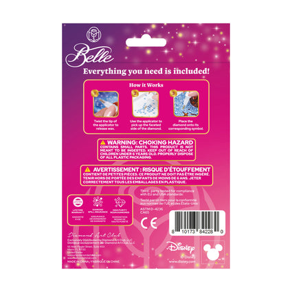 Diamond Painting Keychain - Belle’s Enchanted Charm 2.6" x 2.5" (6.8cm x 6.5cm) / Round With 4 Colors including 4 Iridescent Diamonds / 260