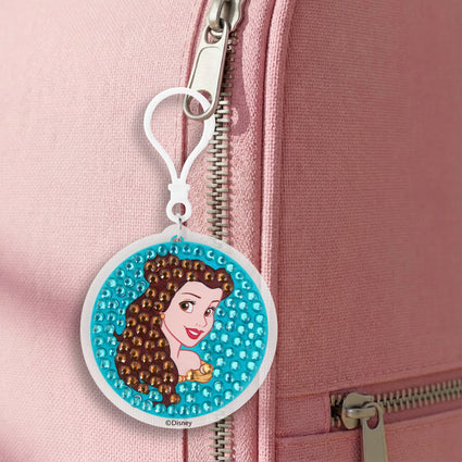 Diamond Painting Keychain - Belle’s Enchanted Charm 2.6" x 2.5" (6.8cm x 6.5cm) / Round With 4 Colors including 4 Iridescent Diamonds / 260