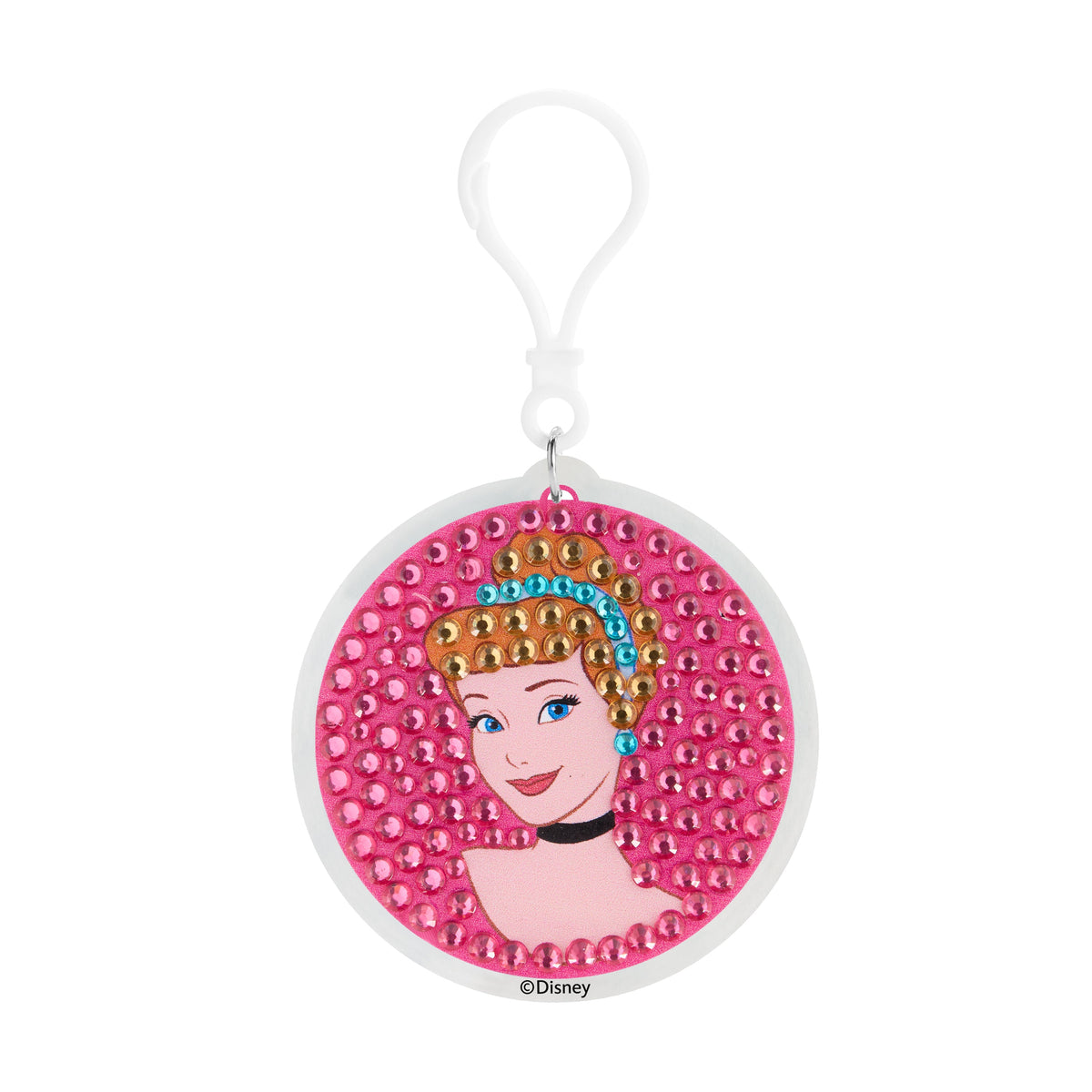 Diamond Painting Keychain - Cinderella’s Midnight Spark 2.6" x 2.5" (6.8cm x 6.5cm) / Round With 4 Colors including 4 Iridescent Diamonds / 270