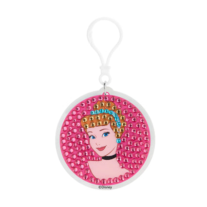 Diamond Painting Keychain - Cinderella’s Midnight Spark 2.6" x 2.5" (6.8cm x 6.5cm) / Round With 4 Colors including 4 Iridescent Diamonds / 270