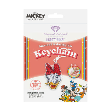 Diamond Painting Keychain - Delightful Daisy 3.07" x 2.08" (7.8cm x 5.3cm) / Round With 4 Colors including 4 Iridescent Diamonds / 224