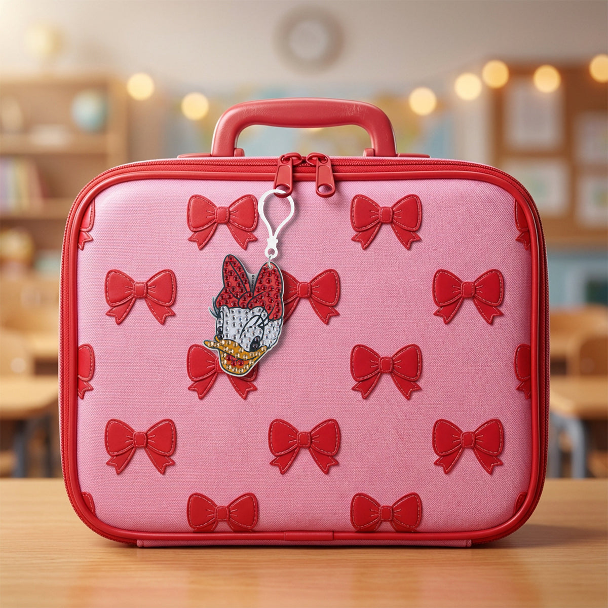 Diamond Painting Keychain - Delightful Daisy 3.07" x 2.08" (7.8cm x 5.3cm) / Round With 4 Colors including 4 Iridescent Diamonds / 224