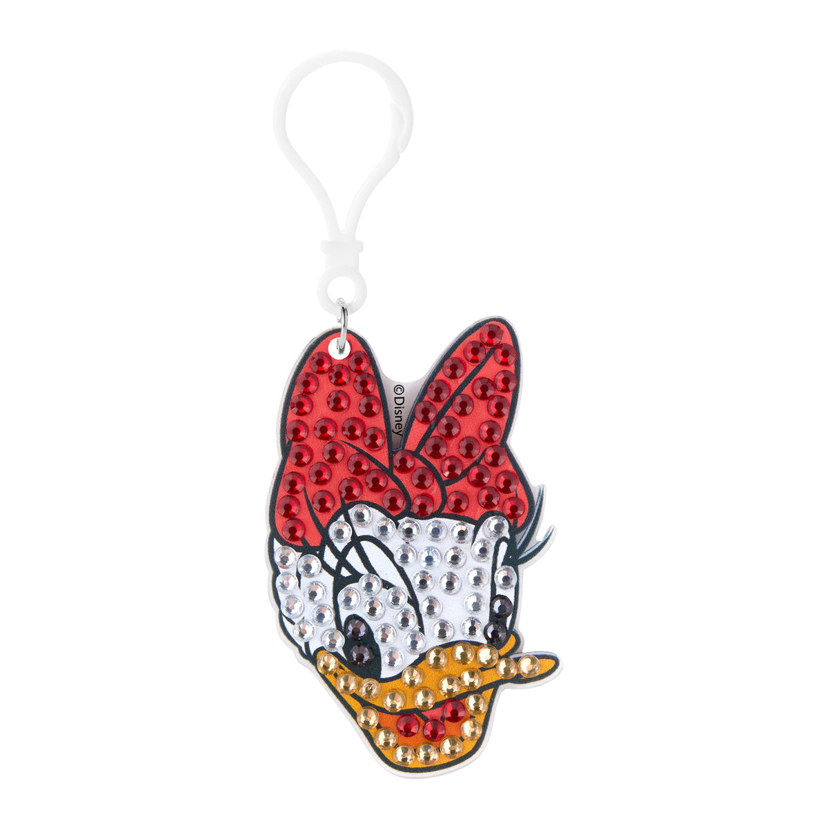 Diamond Painting Keychain - Delightful Daisy 3.07" x 2.08" (7.8cm x 5.3cm) / Round With 4 Colors including 4 Iridescent Diamonds / 224