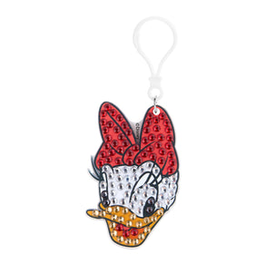 Diamond Painting Keychain - Delightful Daisy 3.07" x 2.08" (7.8cm x 5.3cm) / Round With 4 Colors including 4 Iridescent Diamonds / 224