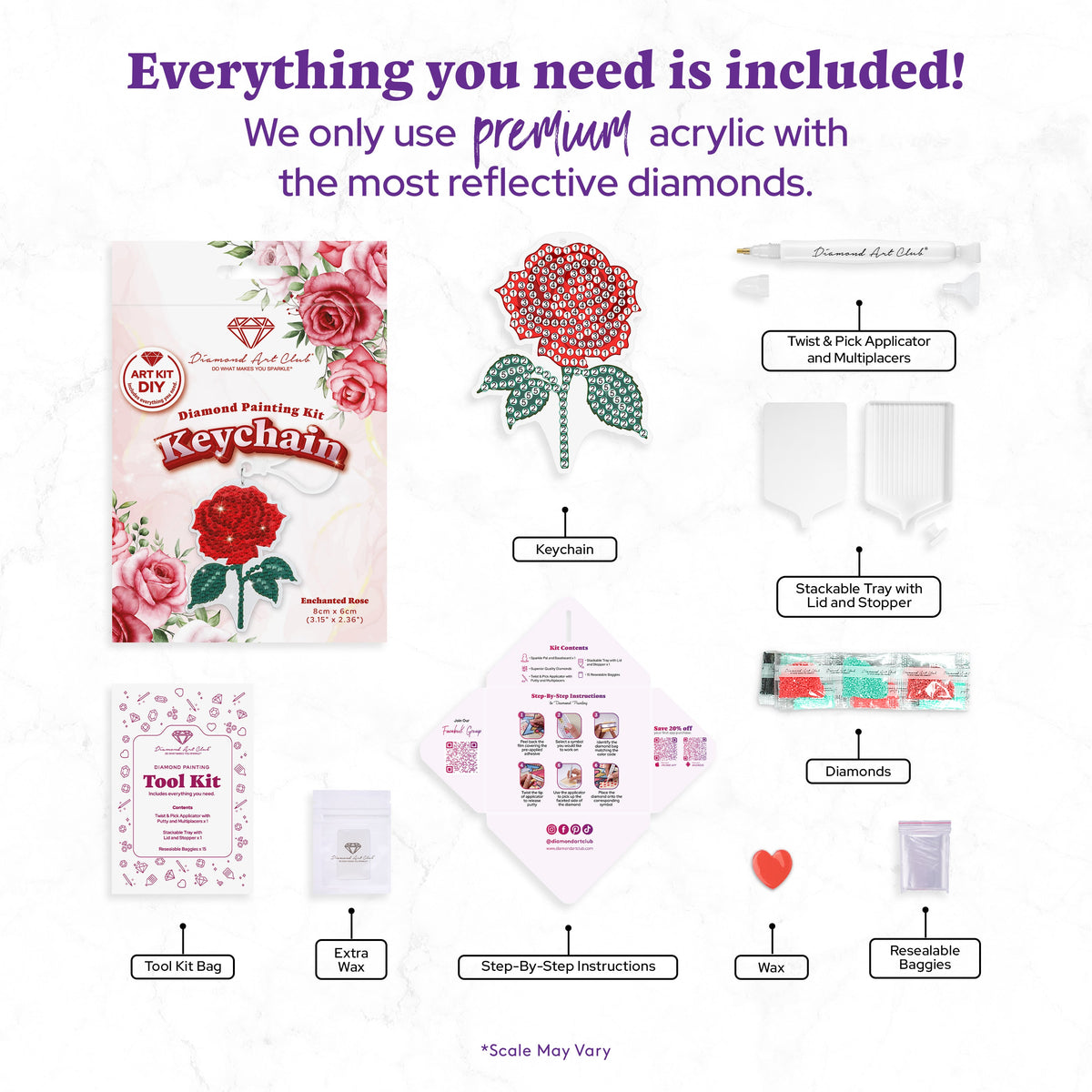 Diamond Painting Keychain - Enchanted Rose 3.15" x 2.55" (8cm x 6.5cm) / 0 / 0