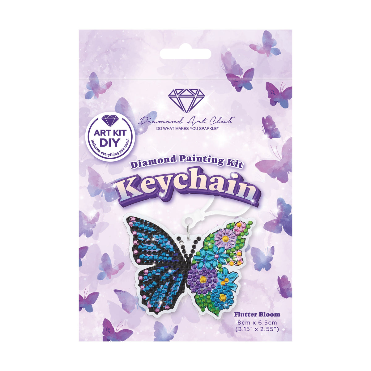 Diamond Painting Keychain - Flutter Bloom 3.15" x 2.55" (8cm x 6.5cm) / 0 / 0