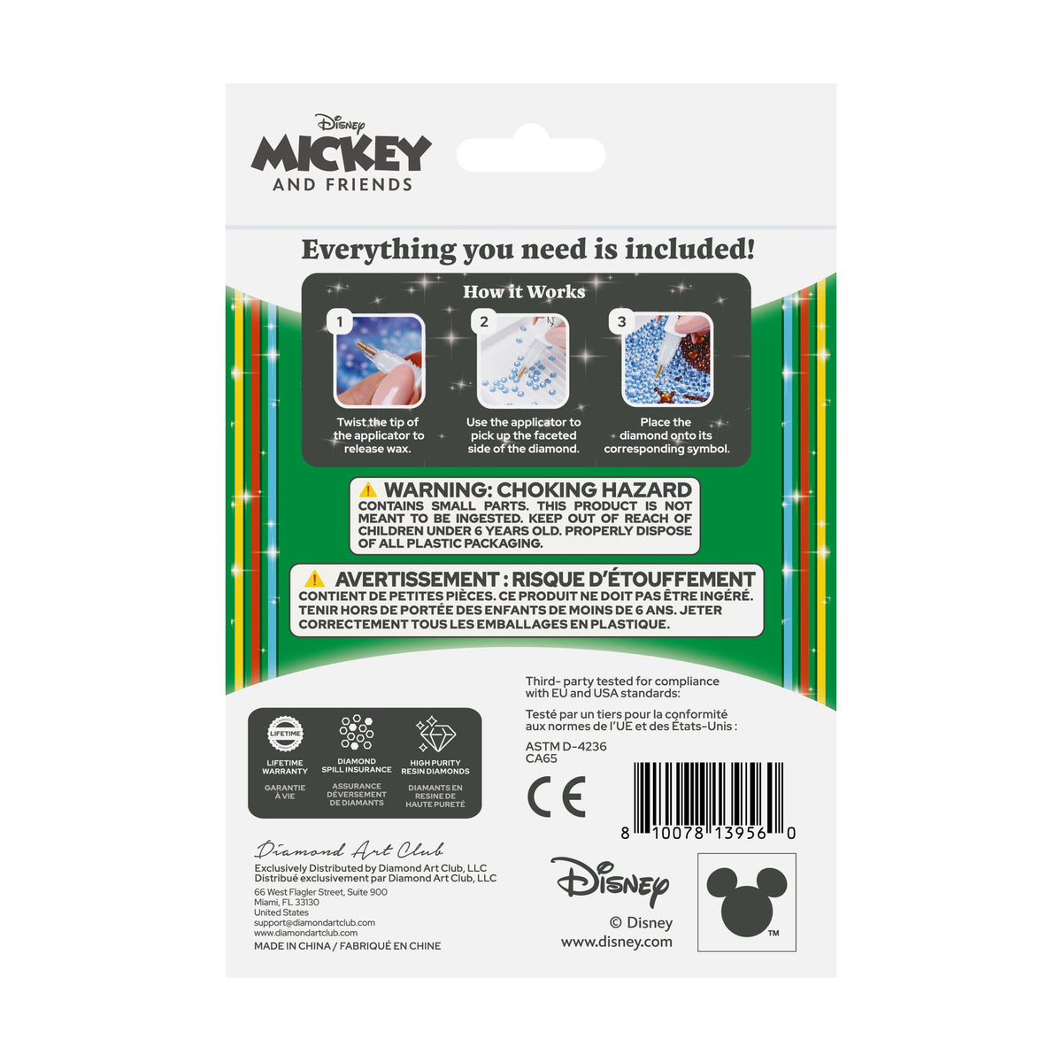 Diamond Painting Keychain - Goofy Grin 3.07" x 2.08" (7.8cm x 5.3cm) / Round With 5 Colors including 5 Iridescent Diamonds / 162