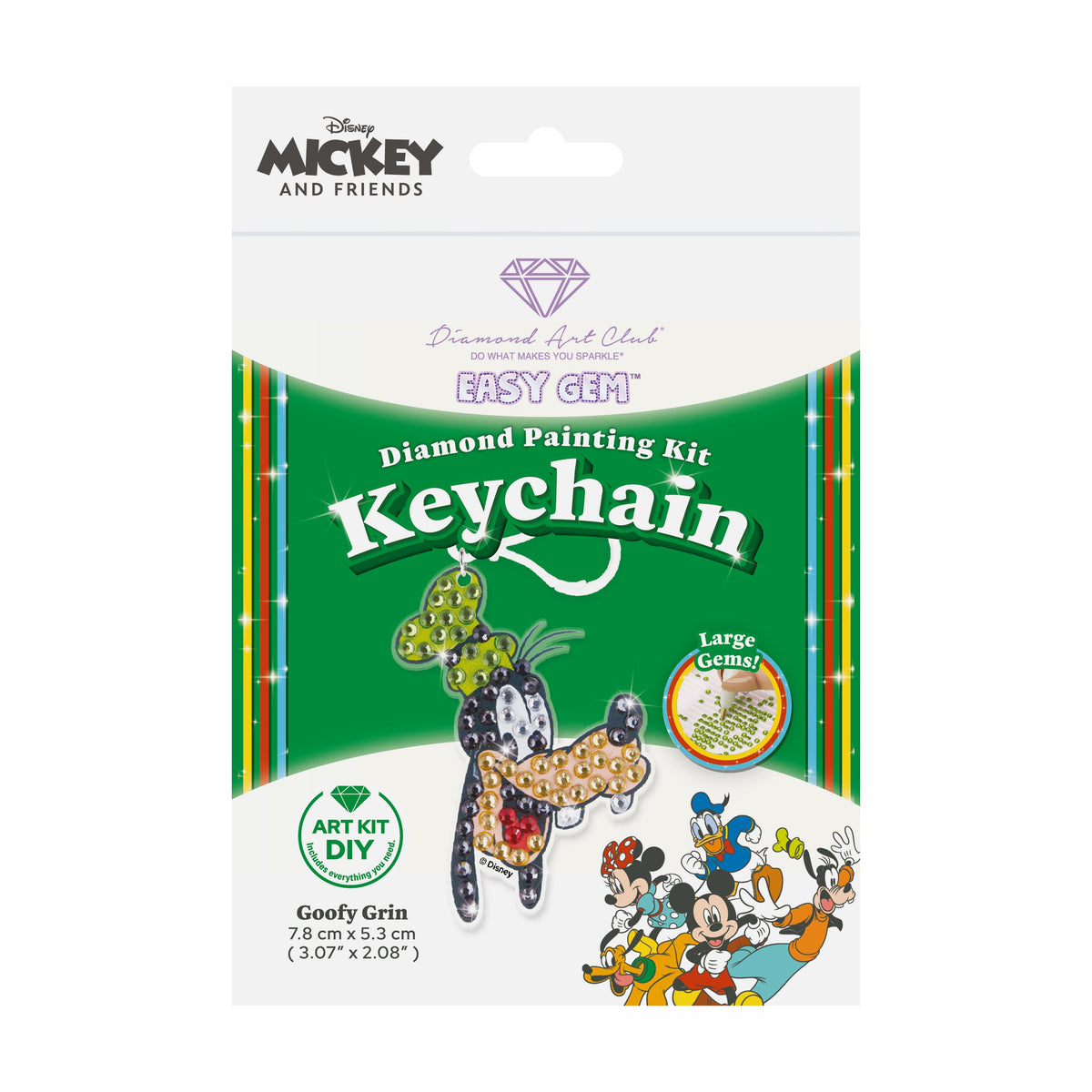 Diamond Painting Keychain - Goofy Grin 3.07" x 2.08" (7.8cm x 5.3cm) / Round With 5 Colors including 5 Iridescent Diamonds / 162