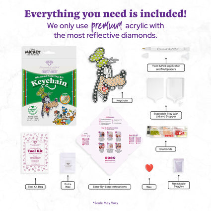 Diamond Painting Keychain - Goofy Grin 3.07" x 2.08" (7.8cm x 5.3cm) / Round With 5 Colors including 5 Iridescent Diamonds / 162