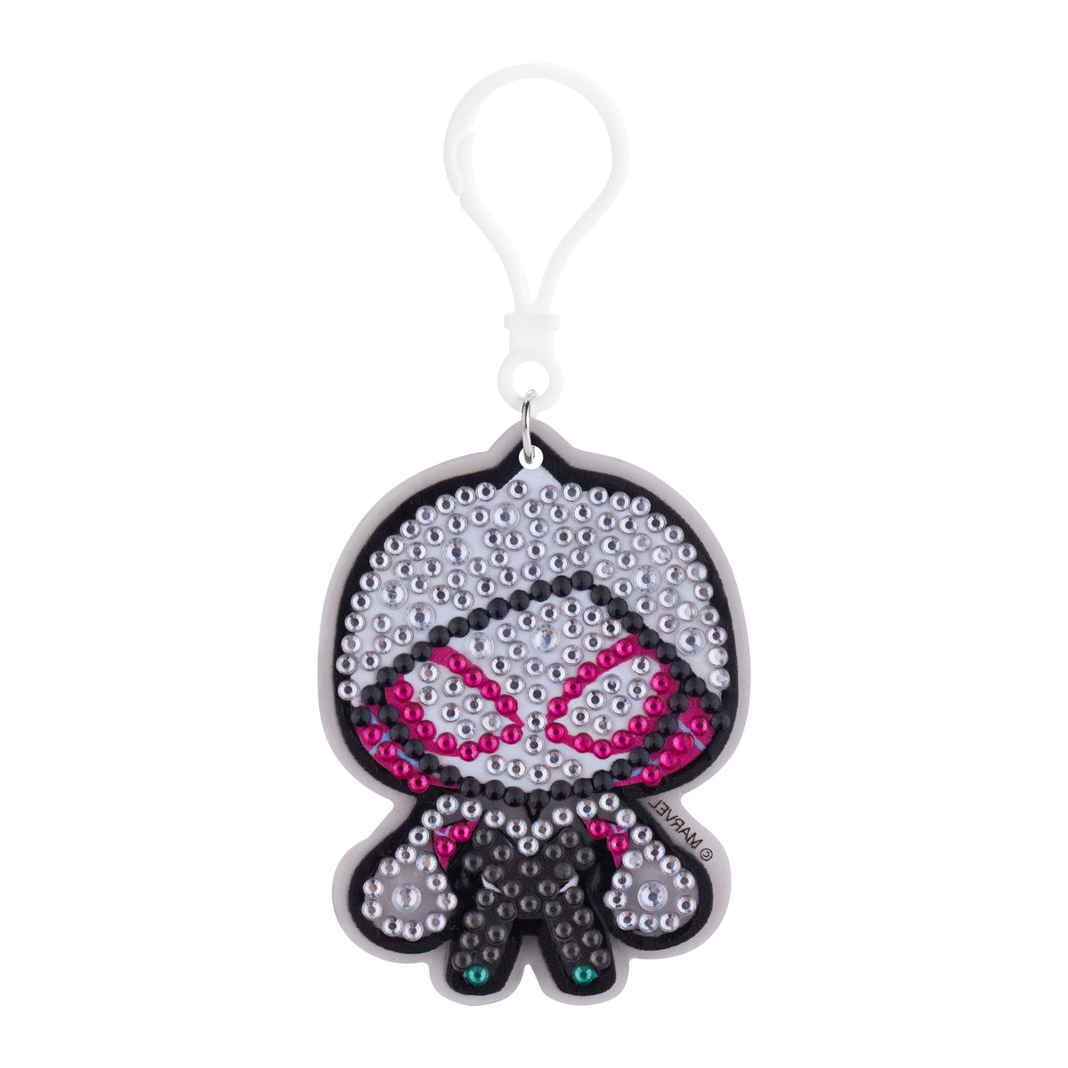 Diamond Painting Keychain - Gwen Stacy Ghost-Spider 2.2" x 2.9" (5.5cm x 7.5cm) / Round With 6 Colors including 6 Iridescent Diamonds / 504
