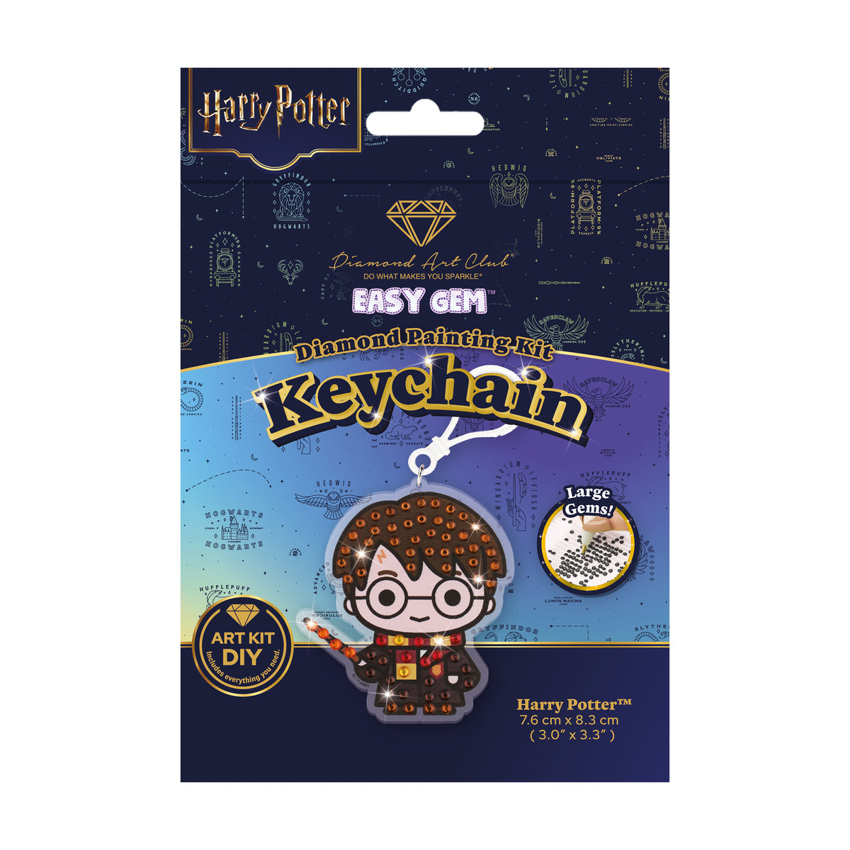 Diamond Painting Keychain - Harry Potter 3" x 3.3" (7.6cm x 8.3cm) / Round With 5 Colors including 5 Iridescent Diamonds / 170