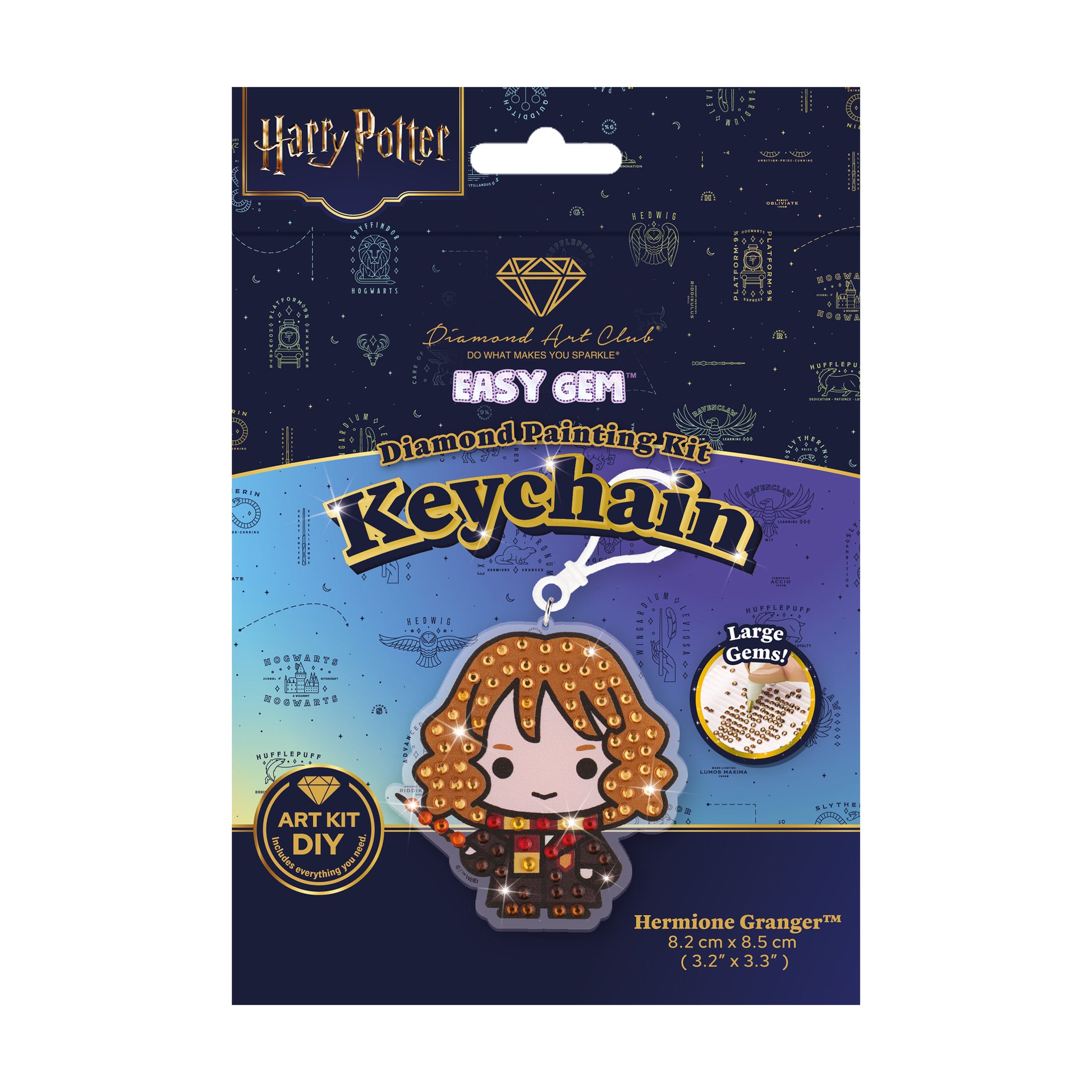 Diamond Painting Keychain - Hermione Granger 3.2" x 3.3" (8.2cm x 8.5cm) / Round With 6 Colors including 6 Iridescent Diamonds / 200