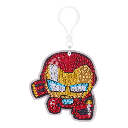 Diamond Painting Keychain - Invincible Iron Man 2.8" x 2.9" (7.3cm x 7.5cm) / Round With 7 Colors including 7 Iridescent Diamonds / 582